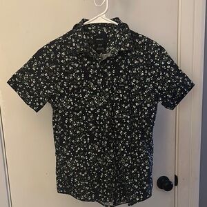 RVCA Black Casual Button Down Shirt with Floral Print